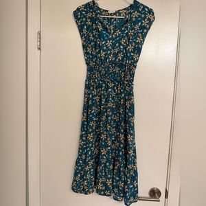 Sienna Sky Teal Floral Maxi Dress with Smocked Waist